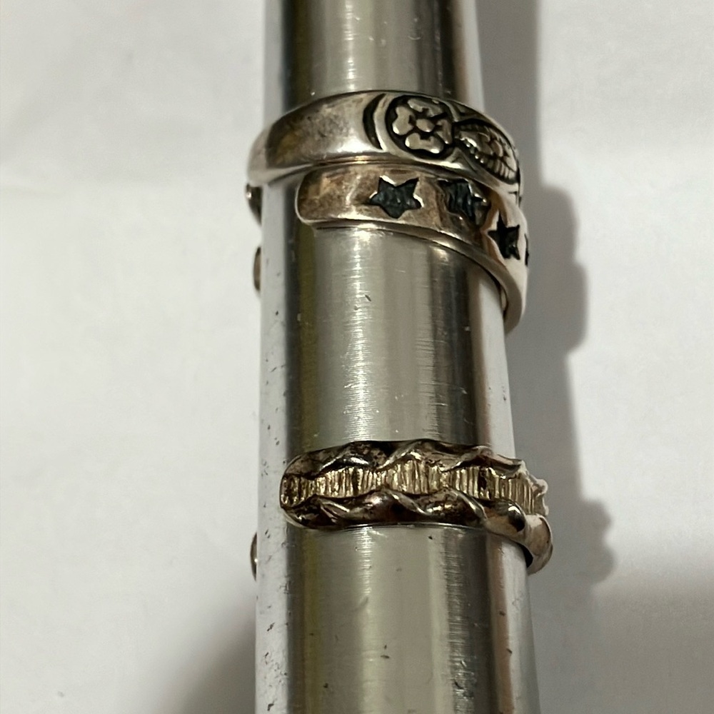 Sterling Silver Star and Floral Toe Ring Set - Picture 3 of 4